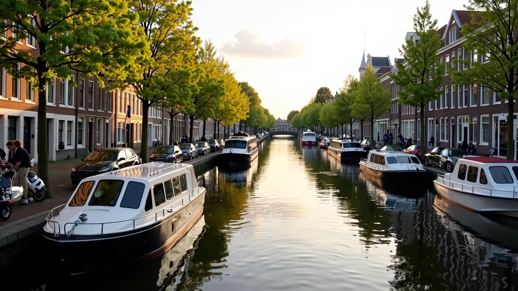 Haarlem aan het water met rustige sfeer, kleinere bootjes en historische architectuur