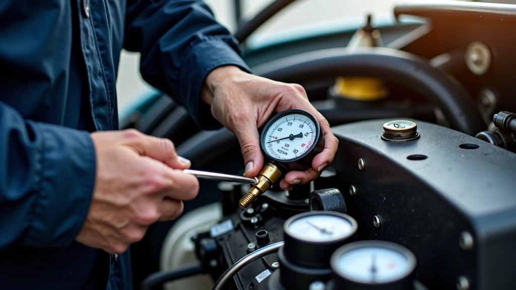 Technicus controleert oliepeil en koelsysteem van woonbootmotor